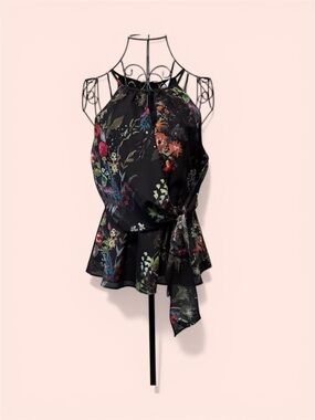 Parker Multicolor Floral Wrap Tank Blouse - Size L - Dry Clean Only